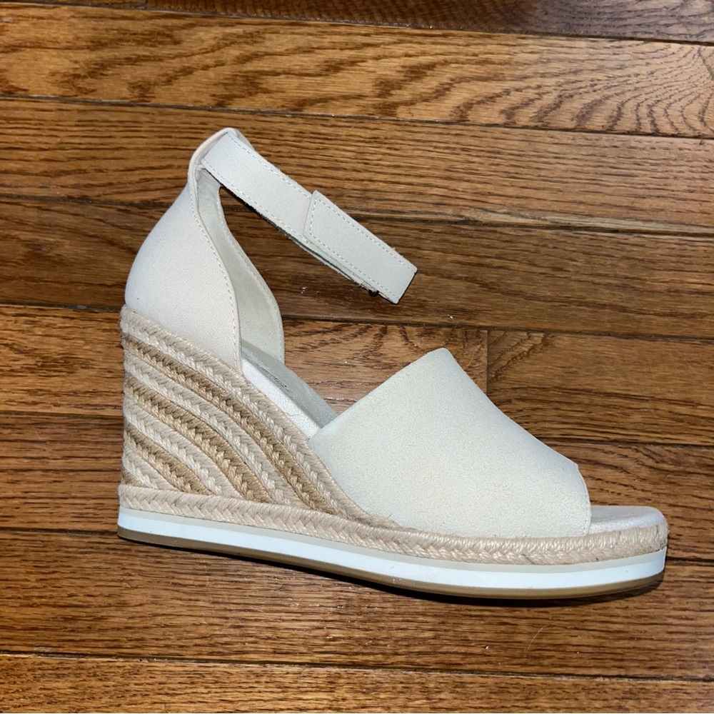 TOMS Marisol Espadrilles Wedge Sandals Natural Cream  & Tan Women’s Size 10 - Picture 2 of 10